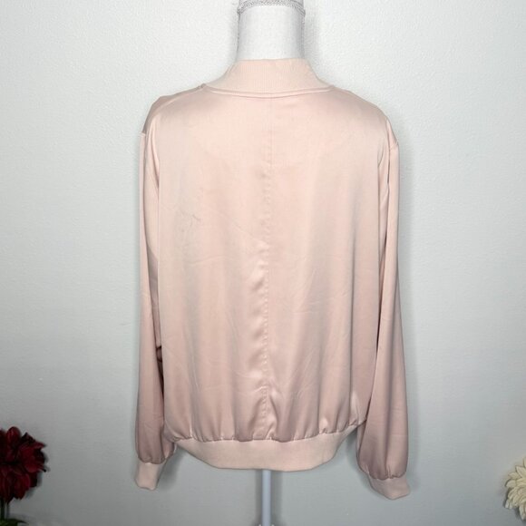 Lane Bryant Jacket Sateen Lace Soft Bomber Blush Pink Black Women’s Size 18/20 - Picture 3 of 6
